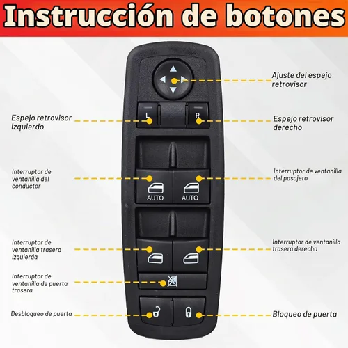 Vista 2 de Interruptor de ventana lateral del conductor 8+3 pines para Chrysler Dodge 11-18 68231805AA