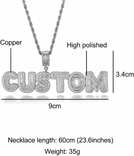Vista 5 de HDMENC - Collar con nombre personalizable, colgante de letra grabada para hombres y mujeres, colgante de letra inicial con cadena, joyería dorada
