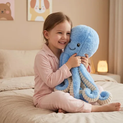 Vista 2 de My Super Star Animales de peluche de pulpo, juguetes de pulpo de peluche para niños, niñas, amigos, familia, regalo de cumpleaños y Navidad, Azul