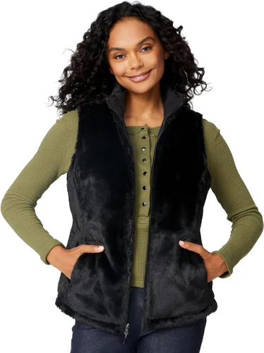Vista 3 de Free Country Chaleco reversible acolchado de forro polar sherpa ligero con bolsillos con cremallera, chaleco de invierno para damas-Cirrus