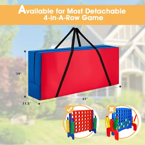 Vista 6 de COSTWAY Bolsa de transporte gigante 4 en una fila, bolsa de almacenamiento para juego gigante gigante de 4 en fila (juego no incluido), bolsa