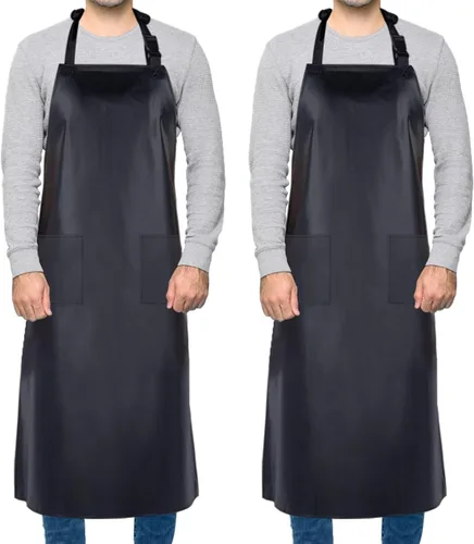 Vista 9 de 2 Pack Waterproof Dishwasher Rubber Adjustable Apron for Unisex 39" Lightweight Aprons for Dishwashing, Vinyl Work Plastic Apron for Restaurant