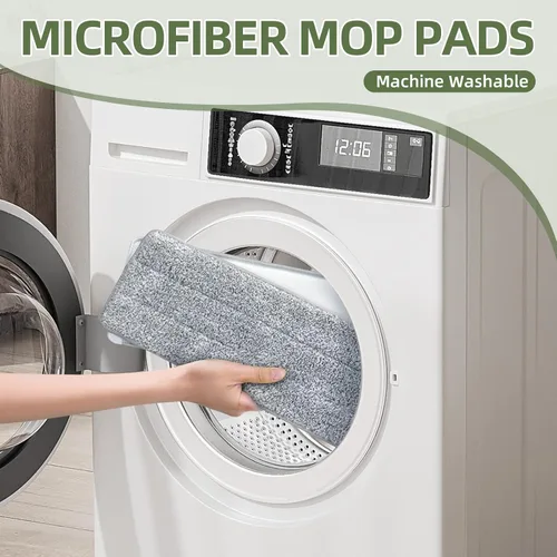 Vista 3 de Juego de 6 almohadillas planas para trapeador y cubo con paños de microfibra de repuesto para escurridor, compatibles con el juego de cubos