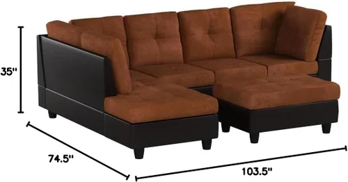 Vista 2 de Beverly Fine Furniture Juego de sofá seccional, marrón chocolate