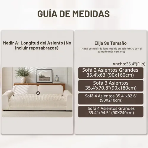 Vista 2 de OHSIO Funda de sofá de felpa suave para sofá, funda lavable de terciopelo Blanco