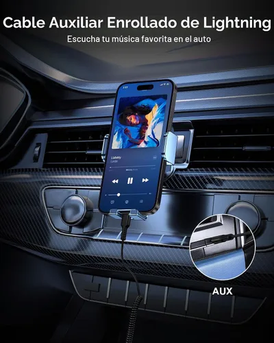 Vista 4 de Cable auxiliar para iPhone, cable de audio Lightning de 3.5mm con espiral, cable auxiliar macho certificado MFi de Apple para iPhone 14 Pro Max 13