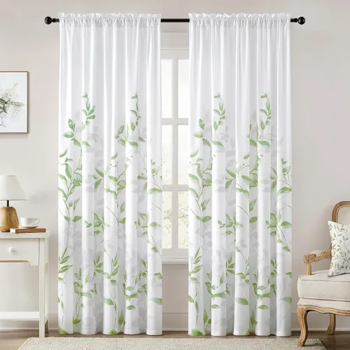 Vista 19 de HOMEIDEAS Cortinas traslúcidas de privacidad gris claro y blanco, 52 x 96 Hojas-gris claro
