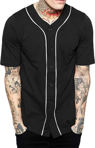 Vista 14 de Hat and Beyond camiseta de béisbol para hombre con botones hipster hip hop