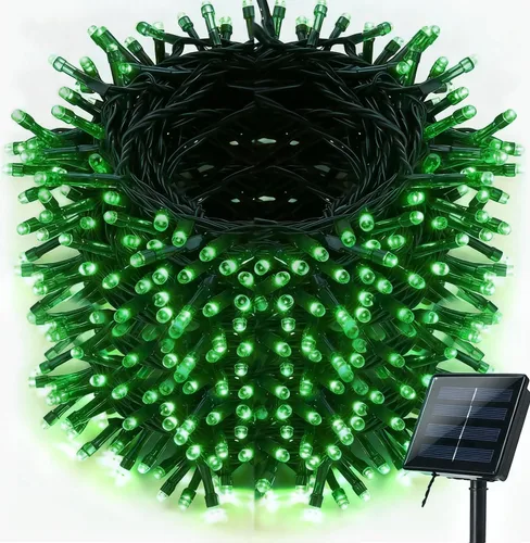 Vista 8 de Luces solares de Navidad para exteriores, tira de luces de 33 pies con 100 luces LED con 8 modos, luces de hadas impermeables para Navidad