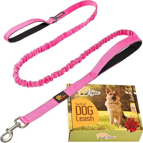 Vista 15 de ADITYNA - Correa elástica táctica para perro, 6-7.5 pies, perros medianos, grandes y XL Shock-absorbing bungee leash with 2 padded handles, metal