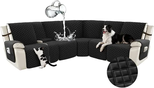 Vista 57 de Arfntevss Fundas para sofá seccional reclinable para sofá seccional en forma de L, funda antideslizante lavable para sofá reclinable con forma de L