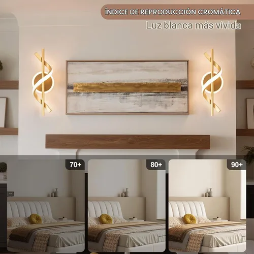 Vista 3 de EIDISUNY Apliques LED de pared para interiores, luces LED de montaje en pared de 12 W, lámpara de pared moderna en espiral, lámpara de pared de 3000