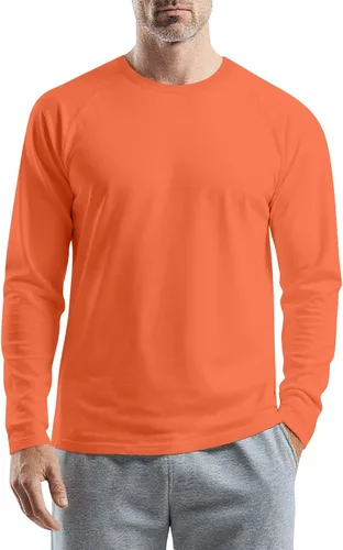 Vista 8 de Camisetas para hombre, manga larga, color sólido, cuello redondo, camisetas básicas informales, M-3XL