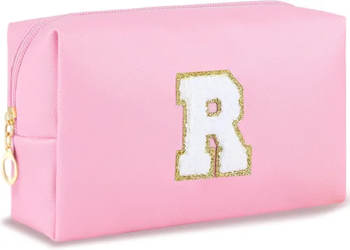 Vista 115 de URSKYTOUS Regalos para niñas, bolsa de maquillaje con inicial, bolsa de cosméticos personalizada con cremallera, bonita bolsa de aseo de viaje, Azul
