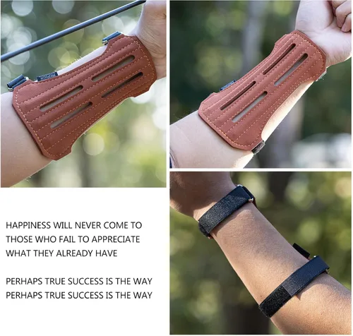 Vista 2 de Protector de brazo de tiro con arco - Protector de antebrazo transpirable y duradero con correas ajustables para tiro con arco, caza y deportes al