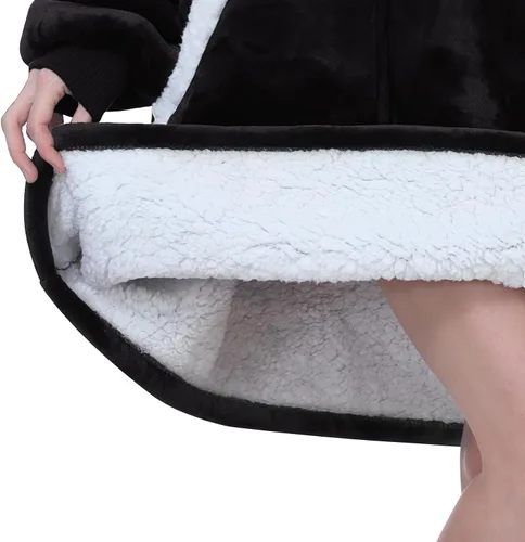 Vista 8 de Kipswiza Manta Ponible con Capucha para Mujeres y Hombres, Sudadera de Mantas con Capucha de Sherpa Suave y Acogedora Extragrande como Regalos