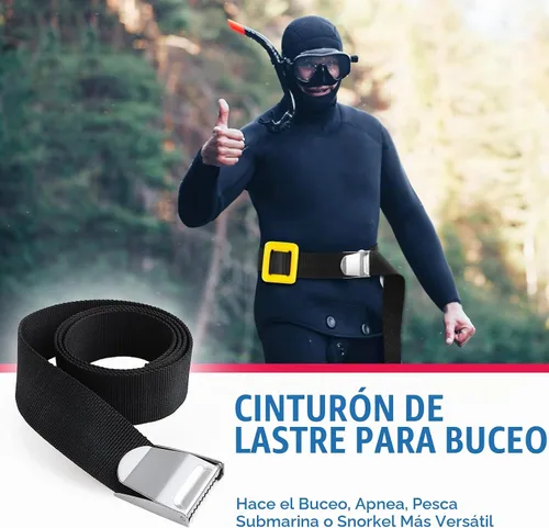 Vista 2 de Cinturón de peso para buceo, resistente de 60 pulgadas de largo y 2 pulgadas de ancho, correa de nailon ajustable con hebilla de metal de liberación