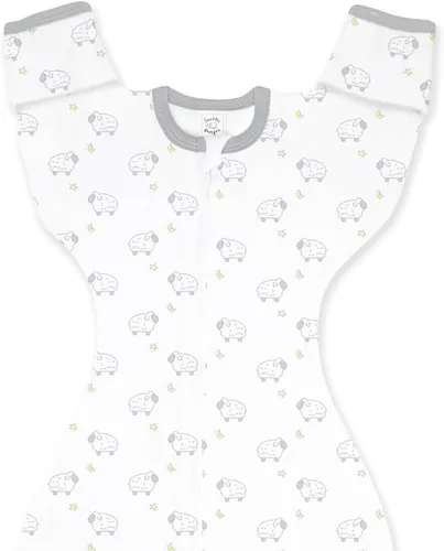 Vista 18 de SwaddleDesigns - Saco de transición para envolver con brazos hasta media Flechas minúsculas negras