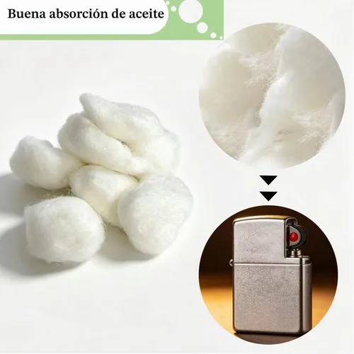 Vista 5 de Guata de algodón y fieltro y mecha para encendedor universal, kit de reparación de reemplazo de encendedor fácil de usar