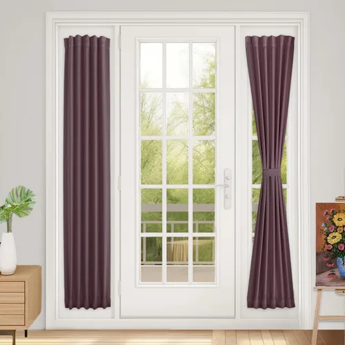 Vista 42 de Vatge Cortinas laterales autoadhesivas para puertas de cristal, sin taladro, extraíble, panel de filtrado de luz, 1 panel, 12 pulgadas de ancho x 60