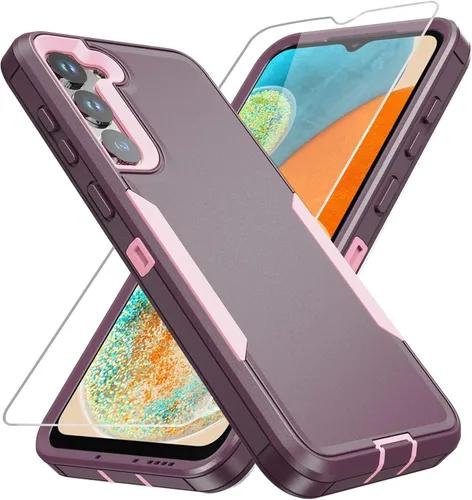 Vista 8 de Funda para Galaxy S23 Plus con protector de pantalla de cristal, resistente y resistente, a prueba de golpes, para S23 Plus, color negro