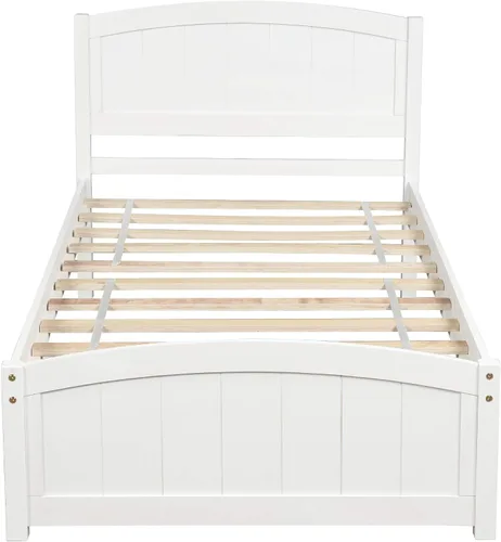 Vista 7 de Harper & Bright Designs Base de cama de plataforma individual, base de colchón y trineo con cabecero, estribo, soporte de listones de madera