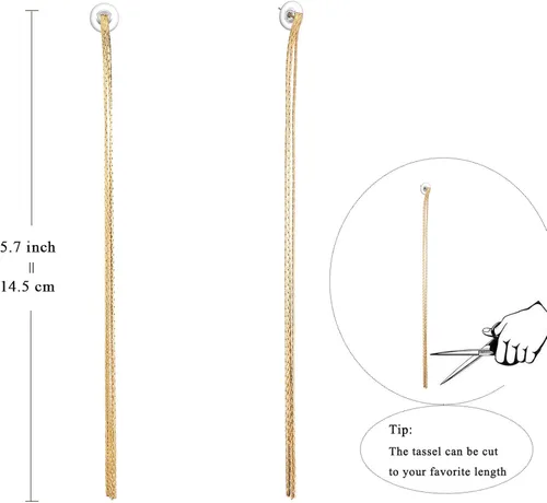 Vista 2 de Starchenie Long Tassel Dangle Earrings Gold, Silver Drop Threader Earrings Jewelry for Women