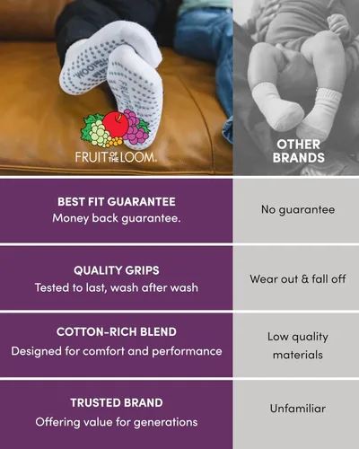 Vista 6 de Calcetines de algodón Fruit of the Loom con sujeción para bebé y niño pequeño