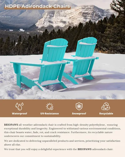 Vista 4 de BRIOPAWS - Set de 2 sillas Adirondack Silla para hoguera Tamaño grande Plástico HDPE Resistente a la intemperie para terraza, piscina al