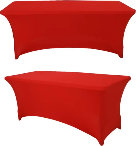 Vista 13 de Paquete de 2 manteles rectangulares de elastano de 4 pies, ajustables, elásticos, para bodas, fiestas, eventos, reuniones, cumpleaños, decoración