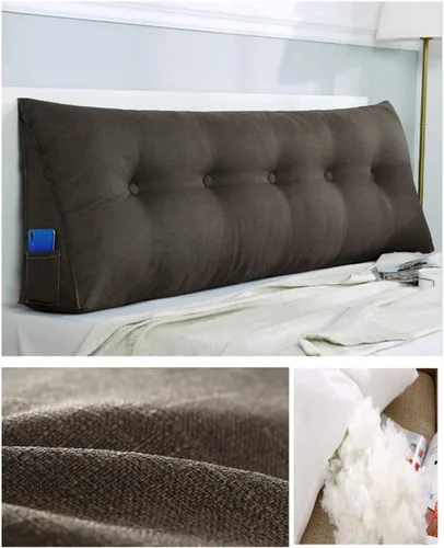 Vista 15 de Almohada triangular grande para cabecero de cuña de algodón suave y lino para sentarse en la cama, soporte de posicionamiento trasero, almohadas