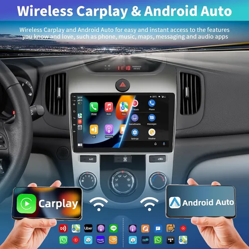 Vista 3 de Podofo [2G+32G] Android 13 inalámbrico Apple Carplay estéreo para automóvil para KIA Forte 2009-2017, radio de coche doble DIN con Android Auto