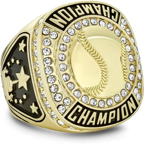 Vista 2 de Express Medals 1 a 12 paquetes de anillos de campeón de béisbol de color dorado, premio de trofeo, torneo ganador del anillo de campeonato