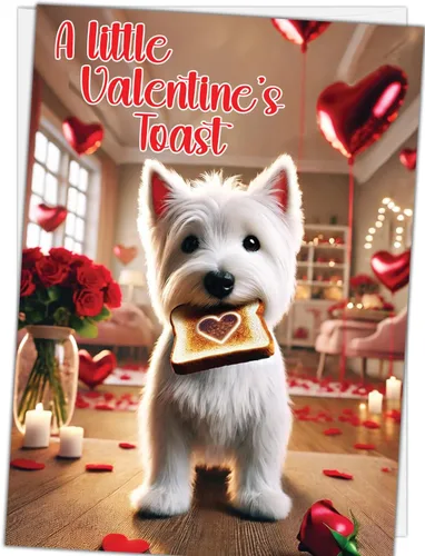 Vista 3 de Glory To Dog A Little Valentine's Toast - Tarjeta de felicitación con sobre de correo para tarjetas de felicitación
