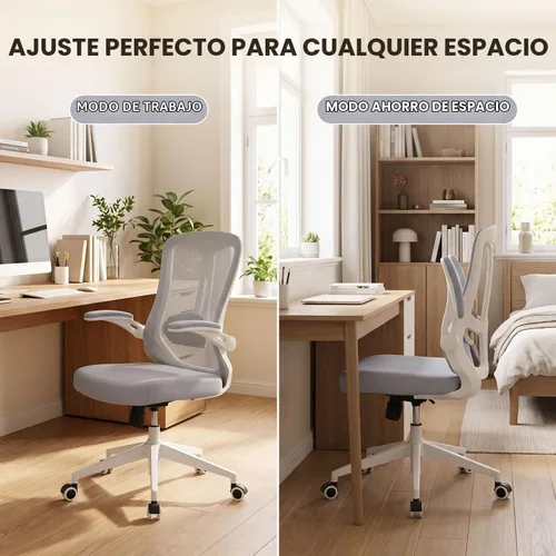 Vista 7 de Silla ergonómica de malla para oficina en casa, silla de escritorio resistente de 350 libras con soporte lumbar, reposabrazos abatibles, silla 02