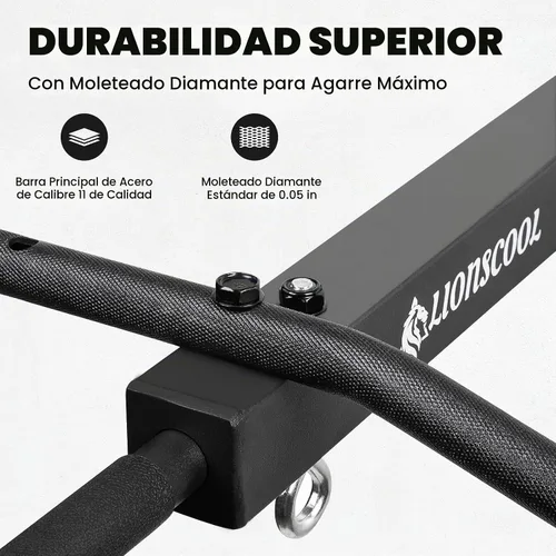 Vista 2 de Barra de dominadas multifuncional montada en la pared con sistema de polea, barra de dominadas de agarre múltiple de 48" y 16"/24", accesorios