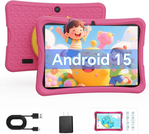 Vista 8 de DigiLand Tablet para niños de 10.1", 6GB RAM 32GB ROM, Android 15 GO, con estuche de silicona a prueba de niños, control parental, batería