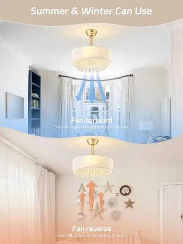 Vista 8 de Ventilador de techo bohemio con luz, lámpara de techo sin aspas de 20 pulgadas con luces para dormitorio, sala de estar, araña de granja de 6