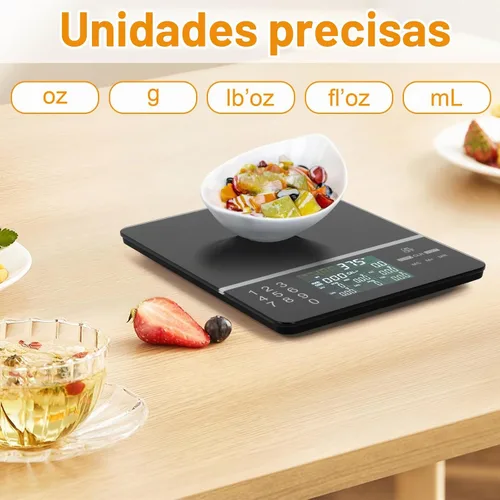 Vista 2 de Báscula de alimentos con calculadora nutricional, cálculo de calorías nutricionales de pantalla digital para preparación de comidas, cocina