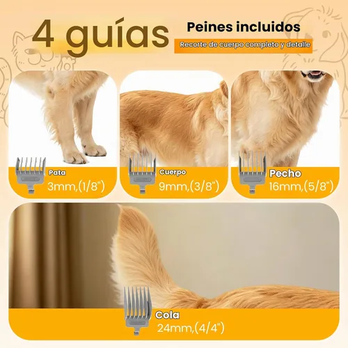 Vista 7 de Kit de aseo para perros con aspiradora, 12000Pa para mascotas eléctrico y Negro-8 en 1
