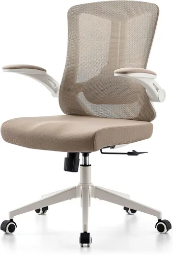 Vista 13 de Silla ergonómica de escritorio de oficina, silla de computadora de malla con ruedas giratorias de 360°, reclinación ajustable de 90-130° y soporte