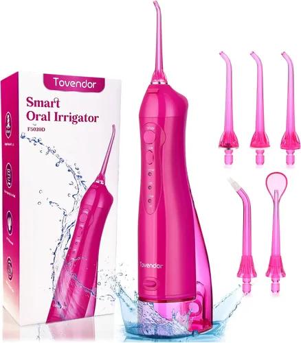 Vista 13 de Hilo dental TOVENDOR eléctrico, para agua, irrigador bucal dental inalámbrico, 3 modos, 3 puntas para higiene familiar