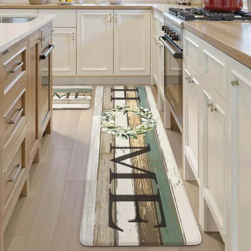 Vista 36 de KIMODE - Alfombra de cocina antifatiga para el piso, de 17.3 x 29 pulgadas, alfombra de cocina de estilo rústico, antideslizante, acolchada
