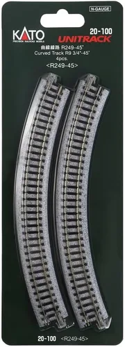 Vista 4 de Kato USA Model Train Products Unitrack, 9.803 in (9 3/4") Radius 45 grados Curve Track (4 piezas)