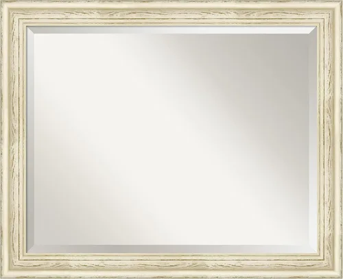 Vista 10 de Amanti Art - Espejo de baño blanco para sobre lavabo, espejo rectangular de 24x20 con lavado de campo blanco, marco rústico pequeño de madera