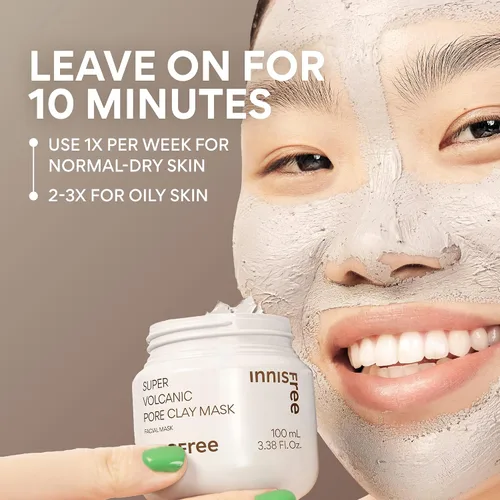 Vista 7 de innisfree Super Volcanic Clay Mask, Pore Cleansing & Oil Control Face Mask for Oily Skin with AHA, Korean Wash-Off Clay Mask for Clogged Pores