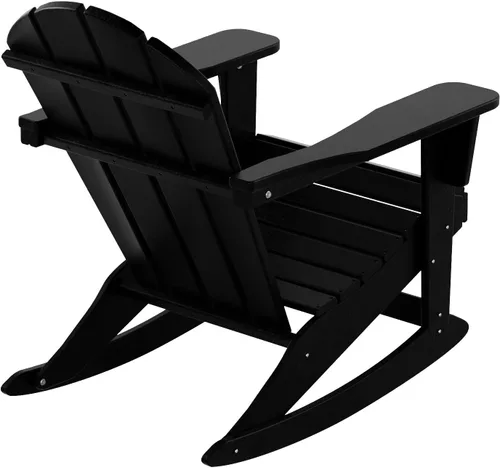 Vista 129 de WestinTrends Silla mecedora Malibu de poliéster para exterior/patio Adirondack, Negra
