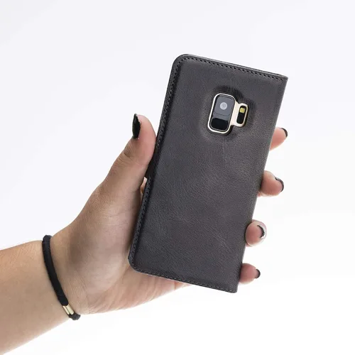 Vista 8 de Venito Florence - Funda de piel compatible con Samsung Galaxy S9, extra segura con bloqueo RFID, cartera desmontable para teléfono (gris decolorado)