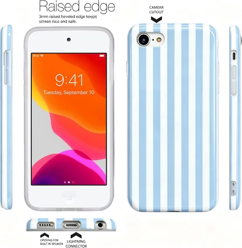 Vista 6 de J.west Funda para iPod Touch de 7ª generación, iPod Touch 6ª y 5ª, bonita funda a rayas para teléfono, TPU suave, delgada, a prueba de golpes, funda