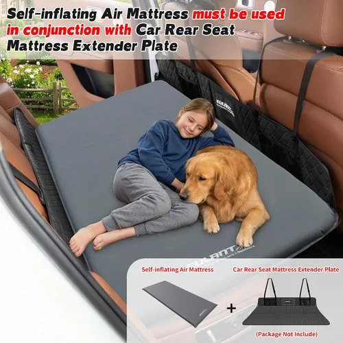 Vista 4 de Colchón de aire para asiento de Reat, almohadilla de camping autoinflable con bomba de aire Asiento trasero gris neutro
